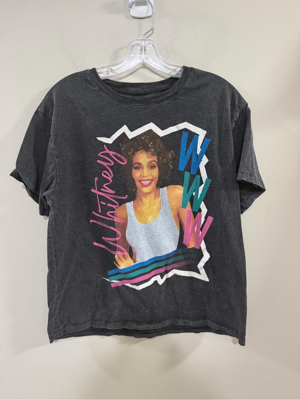 Black Short Sleeve Whitney Houston 80's Graphic Tee. Size XS
